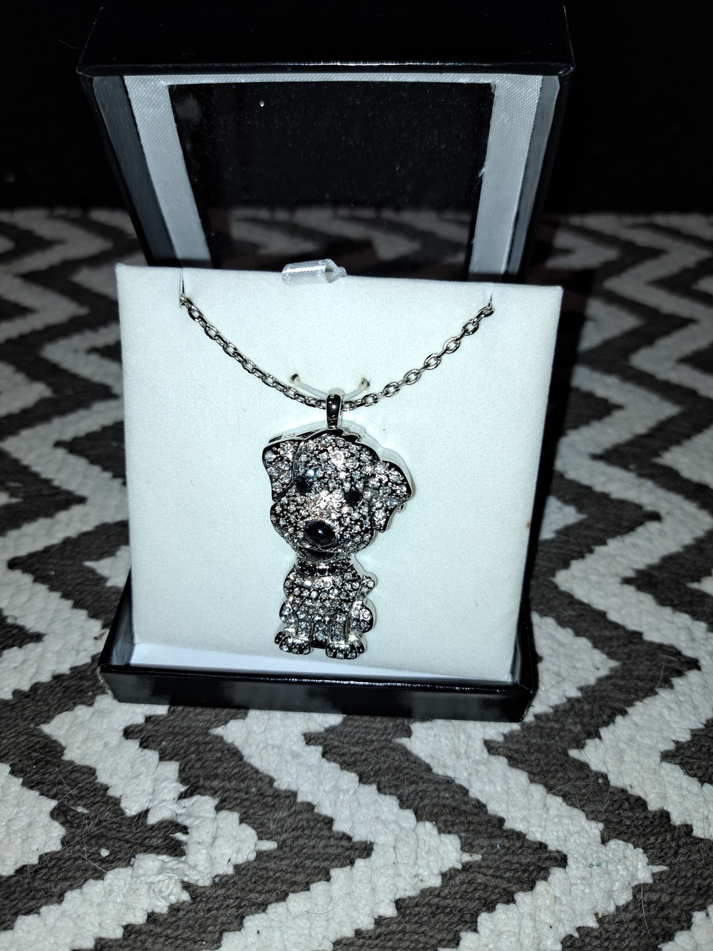 Silver Crystal Dog Pendant Watch Necklace - Sparkling Puppy Charm